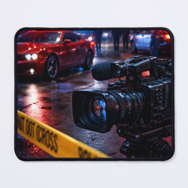 Item preview, Camera Police Tape Crime Scene Night Thriller Film Poster designed and sold by Cine8.