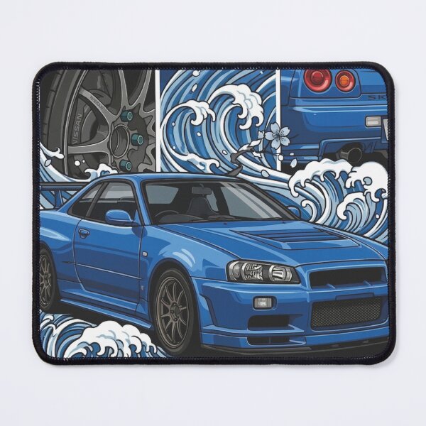 Item preview, Retro JDM Skyline R34 Ukiyo-e Japanese Wave Art designed and sold by evrankart.