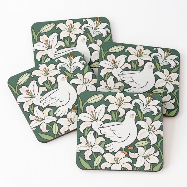 Item preview, White Dove Hiding in Elegant Lily Flowers designed and sold by Simple Life & KAMOCHI.