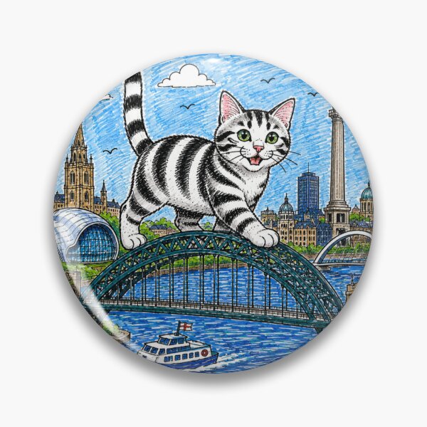 Item preview, Newcastle Upon Tyne Funny Geordie Giant Kitten on Tyne Bridge designed and sold by MiowandMolly.