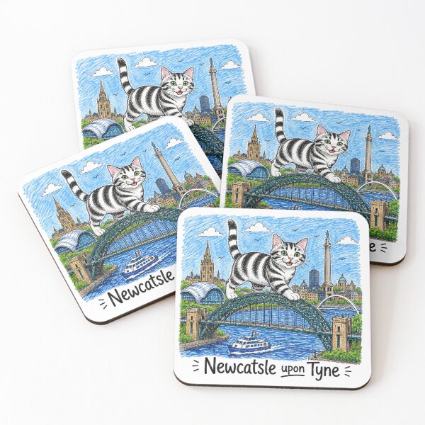 Item preview, Newcastle Upon Tyne Funny Geordie Giant Kitten on Tyne Bridge designed and sold by MiowandMolly.