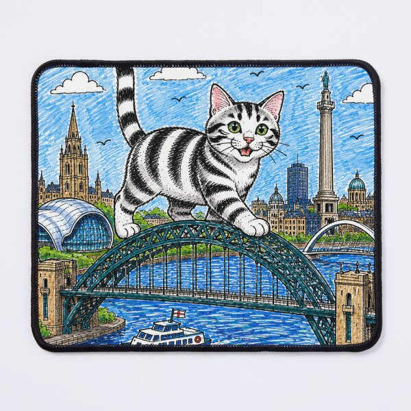 Item preview, Newcastle Upon Tyne Funny Geordie Giant Kitten on Tyne Bridge designed and sold by MiowandMolly.