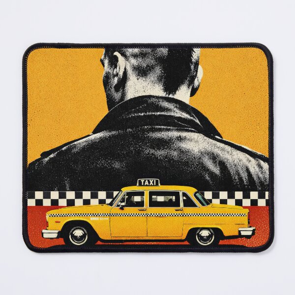 Item preview, Mohawk Man Yellow Taxi Retro Orange Noir Film Poster designed and sold by Cine8.