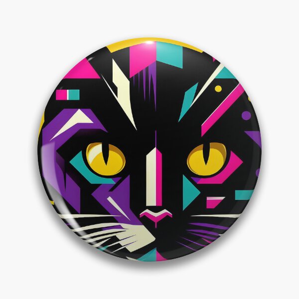 Item preview, Neon cat on yellow background - Abstract pop art designed and sold by davidromapixel.