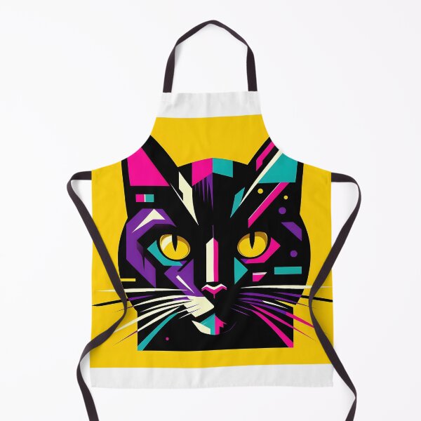 Item preview, Neon cat on yellow background - Abstract pop art designed and sold by davidromapixel.