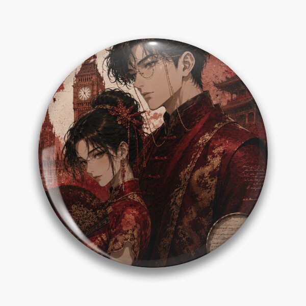 Artikelvorschau, Eastern Noir Detective Couple – Rot-Schwarzes Anime-Mystery-Ästhetik-T-Shirt-Design 4 entworfen und verkauft von shikuldo7.