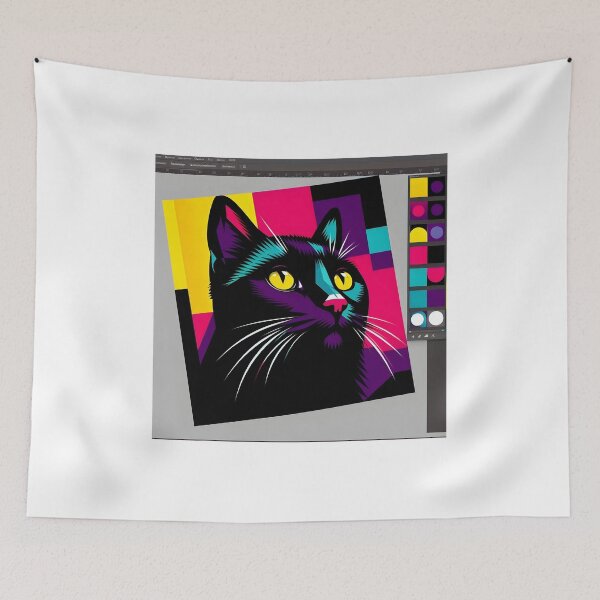 Item preview, Pop art cat with curious gaze - Intense colors designed and sold by davidromapixel.