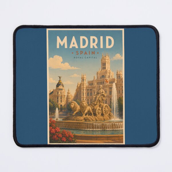 Item preview, Madrid Spain Cibeles Fountain Illustration Travel Art Vintage designed and sold by KrisSidDesigns.