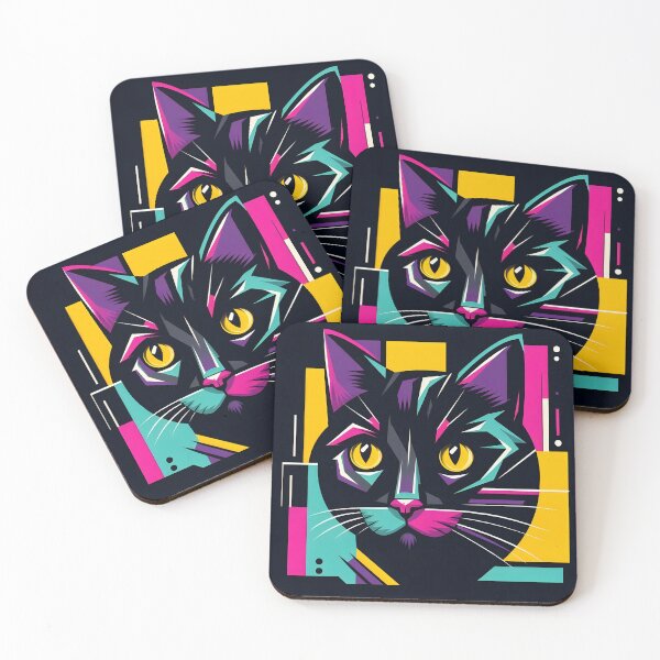 Item preview, Geometric artistic cat - Vibrant colors designed and sold by davidromapixel.