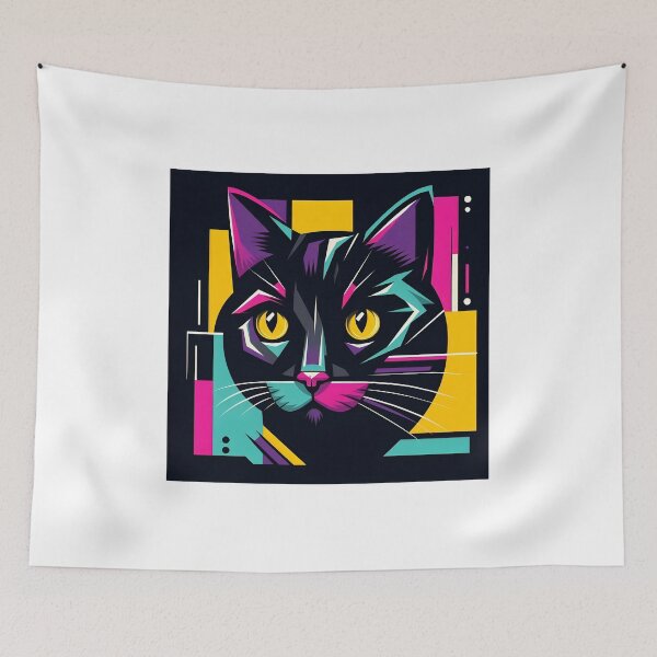 Item preview, Geometric artistic cat - Vibrant colors designed and sold by davidromapixel.