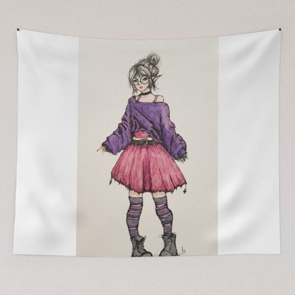 Item preview, Goth Elf Streetwear Sketch - Watercolor Art designed and sold by Lykaon Art.