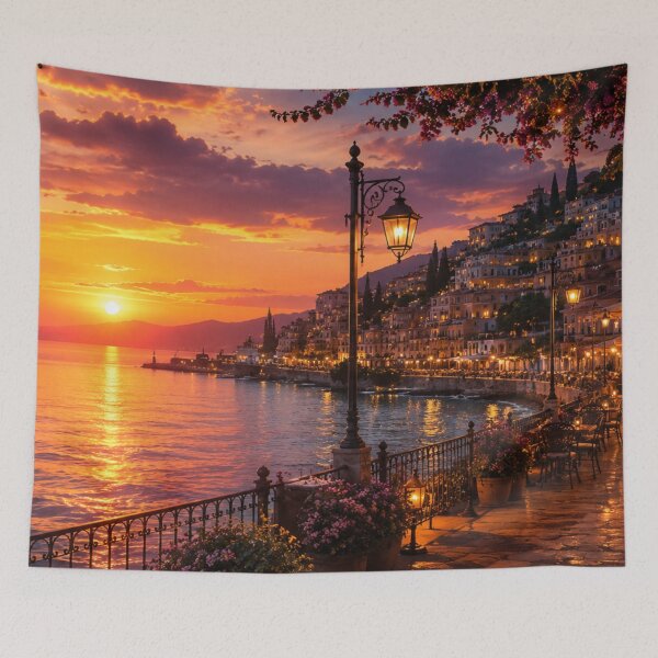 Item preview, Sunset Night Lights Aesthetic | Golden Sky Glow City Evening Landscape Wallpaper designed and sold by Katie010.