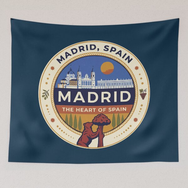 Item preview, Madrid Spain Illustration Travel Art Badge designed and sold by KrisSidDesigns.