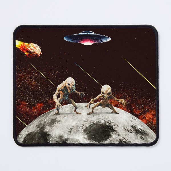 Item preview, Retro ufo alien invasion on moon surface Art designed and sold by FahdSpaceArt.