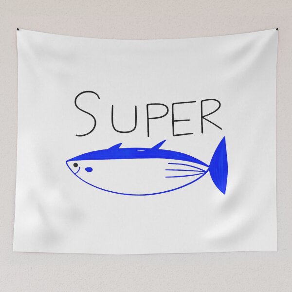 Item preview, Super Blue Tuna Fish Cute Minimalist Hand Drawn Ocean Animal Graphic Novelty Design designed and sold by KenveLaova.