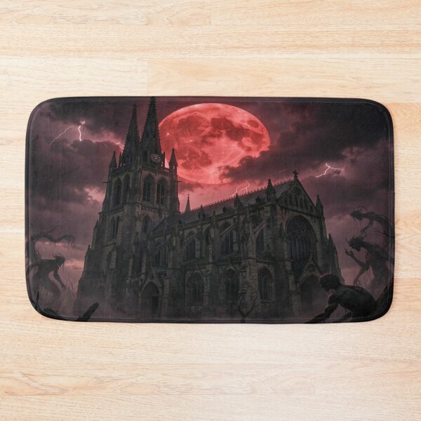 Item preview, Gothic Cathedral Under a Blood‑Red Moon with Shadow Figures and Storm‑Lit Atmosphere designed and sold by FotoworldEdel.