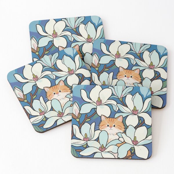 Item preview, Adorable cat in White Magnolia Flowers designed and sold by Simple Life & KAMOCHI.