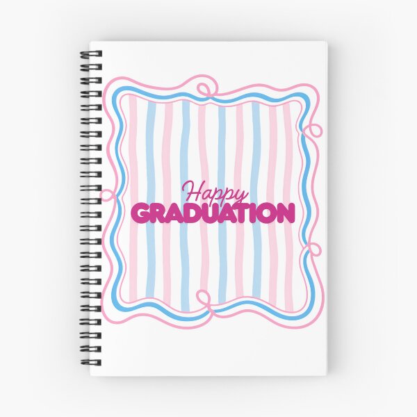 Item preview, Happy Graduation Bold Typography on Pastel Pink and Teal Striped Pattern designed and sold by VibranPalette.