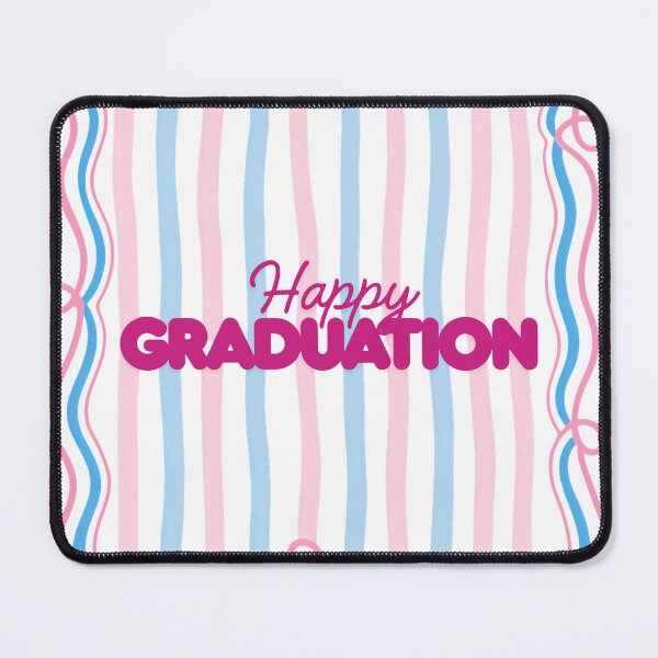 Item preview, Happy Graduation Bold Typography on Pastel Pink and Teal Striped Pattern designed and sold by VibranPalette.
