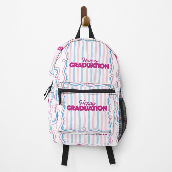 Item preview, Happy Graduation Bold Typography on Pastel Pink and Teal Striped Pattern designed and sold by VibranPalette.