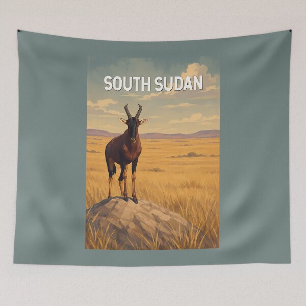 Item preview, South Sudan Illustration Travel Art Vintage designed and sold by KrisSidDesigns.
