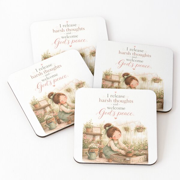 Item preview, I Release Harsh Thoughts Welcome God’s Peace Christian Affirmation Art designed and sold by LoveNurseries.