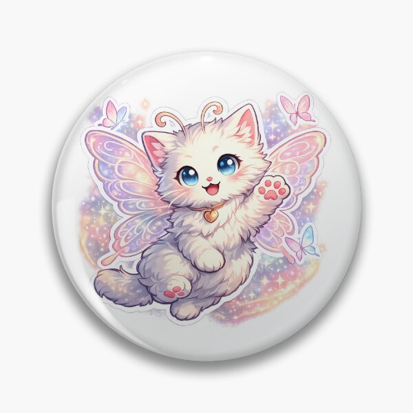 Item preview, Cute Fairy Cat Cartoon | Fluffy White Kitty with Butterfly Wings Fantasy T-Shirt Design designed and sold by ArtistryPulse90.