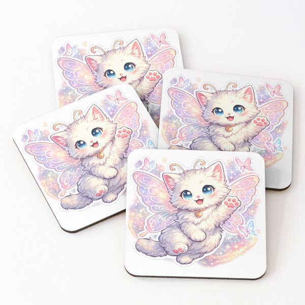 Item preview, Cute Fairy Cat Cartoon | Fluffy White Kitty with Butterfly Wings Fantasy T-Shirt Design designed and sold by ArtistryPulse90.