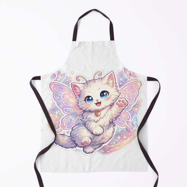 Item preview, Cute Fairy Cat Cartoon | Fluffy White Kitty with Butterfly Wings Fantasy T-Shirt Design designed and sold by ArtistryPulse90.