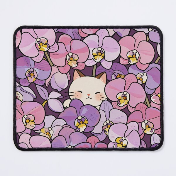 Item preview, Cute White Cat in Purple Wisteria Flowers designed and sold by Simple Life & KAMOCHI.