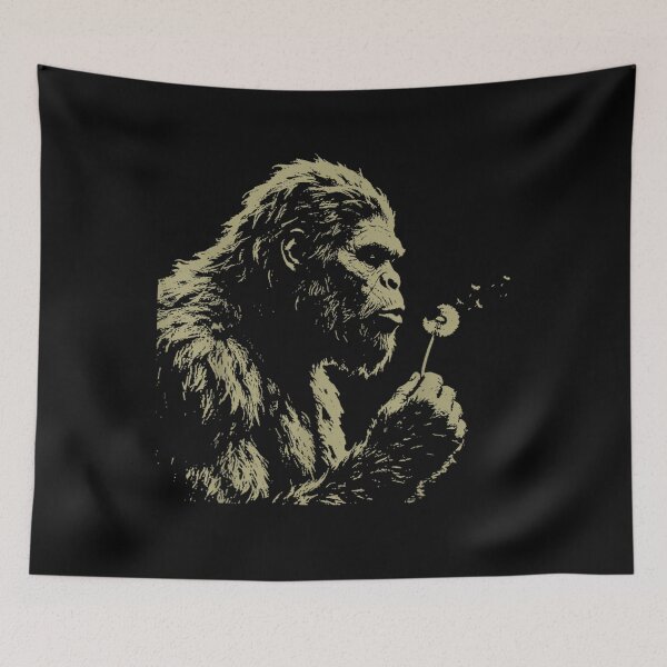 Item preview, Bigfoot Blowing Dandelion Flower Vintage Silhouette Retro Cryptid Nature Lover Wilderness Design designed and sold by VedaSeraphina.