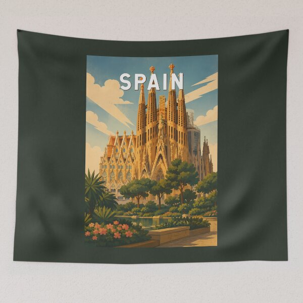 Item preview, Spain Illustration Travel Art Vintage designed and sold by KrisSidDesigns.