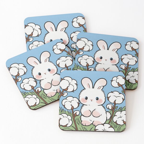 Item preview, Kawaii White Bunny in Soft Cotton Flowers designed and sold by Simple Life & KAMOCHI.