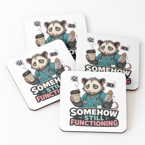Item preview, Funny Nurse Gift Exhausted Opossum Healthcare Humor designed and sold by Gentlestate.