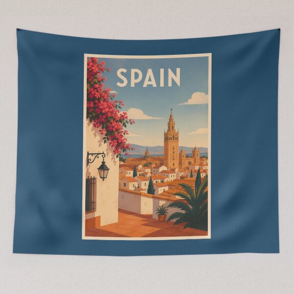 Item preview, Spain Seville Illustration Travel Art Vintage designed and sold by KrisSidDesigns.