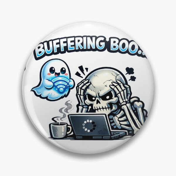Item preview, BUFFERING BOO Ghost Meme Sticker | Cute Spooky Skeleton WiFi Art designed and sold by Ecocrushstudio.