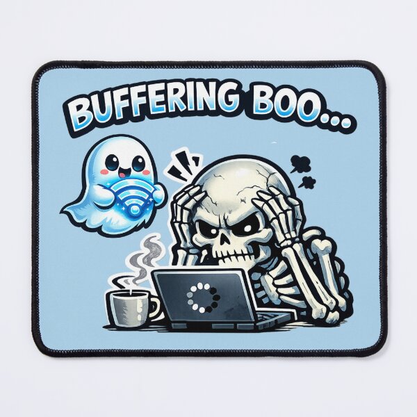 Item preview, BUFFERING BOO Ghost Meme Sticker | Cute Spooky Skeleton WiFi Art designed and sold by Ecocrushstudio.