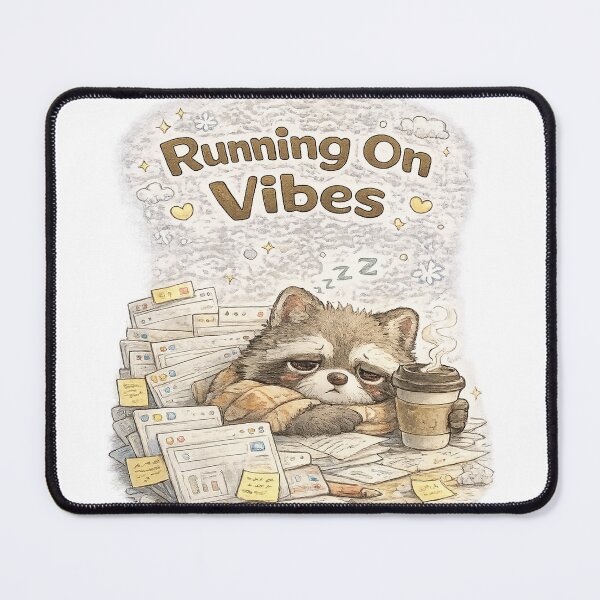 Item preview, Tired Raccoon – Running On Vibes | Sleep Deprived Trash Raccoon  designed and sold by Clothes With Smiling Animals Walt Gral.