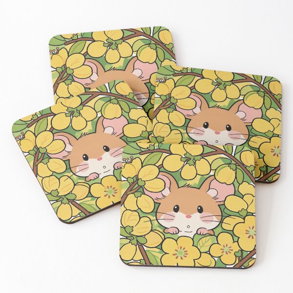 Item preview, Kawaii Hamster Hiding in Yellow Spring Flowers designed and sold by Simple Life & KAMOCHI.