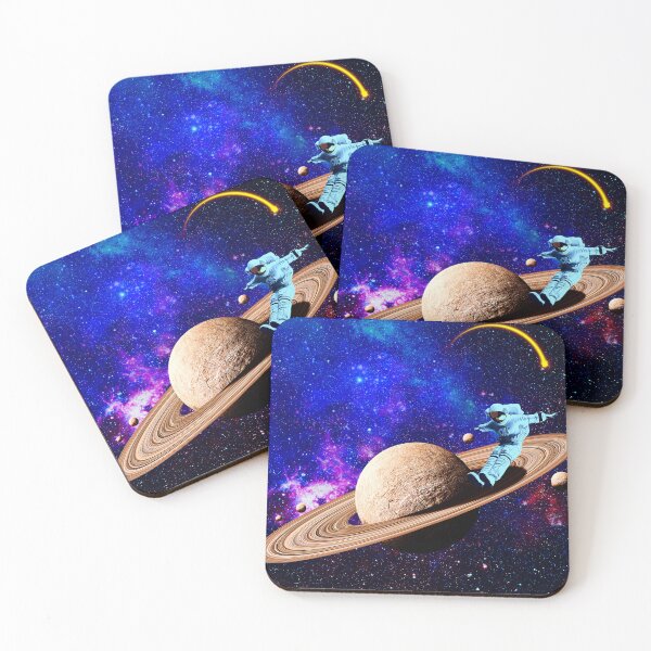 Item preview, surreal Astronaut skating on Saturn rings space art  designed and sold by FahdSpaceArt.