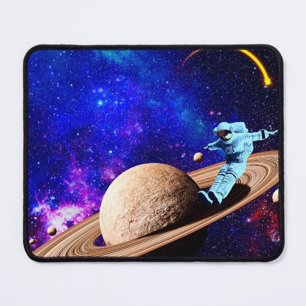 Item preview, surreal Astronaut skating on Saturn rings space art designed and sold by FahdSpaceArt.