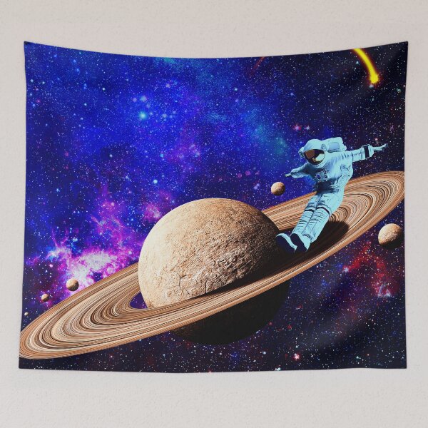 Item preview, surreal Astronaut skating on Saturn rings space art  designed and sold by FahdSpaceArt.