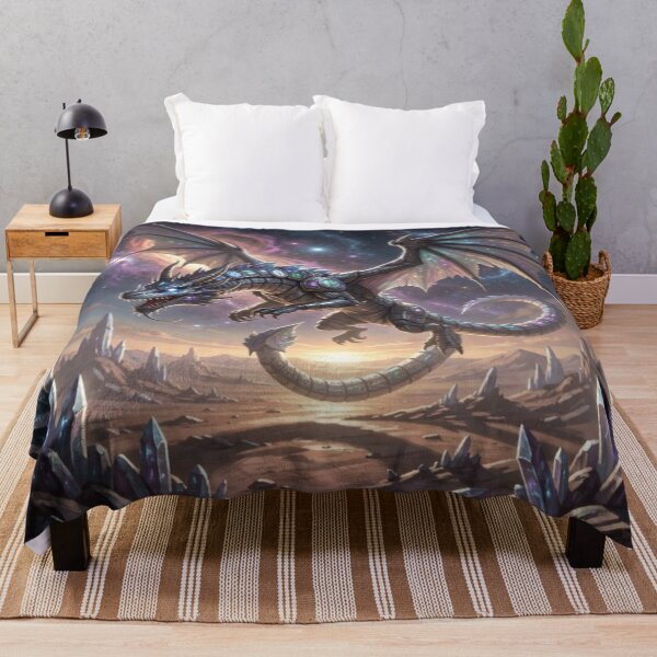 Item preview, Cosmic Dragon Flight over Crystal Peaks – Surreal Fantasy Art with Iridescent Energy and Epic Atmosphere designed and sold by FotoworldEdel.
