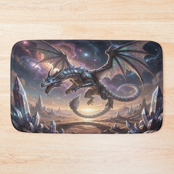 Item preview, Cosmic Dragon Flight over Crystal Peaks – Surreal Fantasy Art with Iridescent Energy and Epic Atmosphere designed and sold by FotoworldEdel.