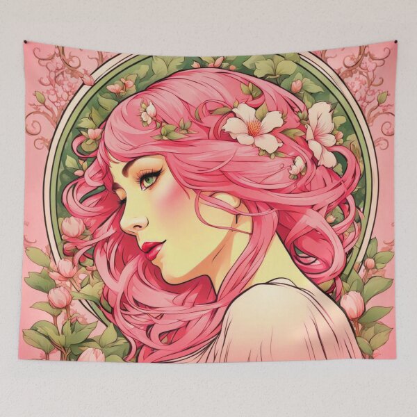 Item preview, Art Nouveau Woman Poster – Celia (Coral Bright Portrait) designed and sold by EclecticDen.
