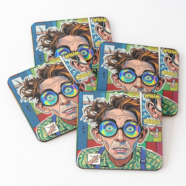 Item preview, Pop art graphic of a man with glasses and messy hair, portrait of a colorful festival designed and sold by G-M-Designs.