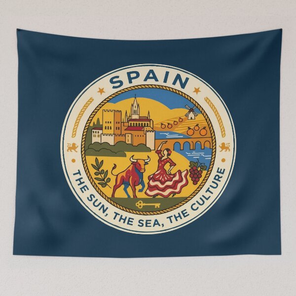 Item preview, Spain Illustration Travel Art Badge designed and sold by KrisSidDesigns.