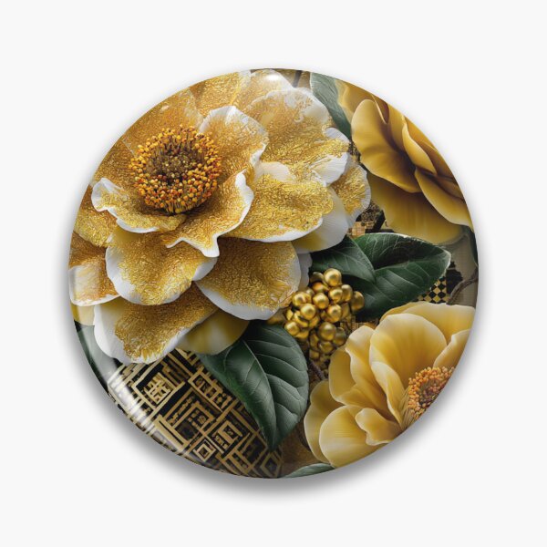 Item preview, Golden Camellia Noir – Klimt-Inspired Luxury Floral Art designed and sold by VelvetThornsArt.