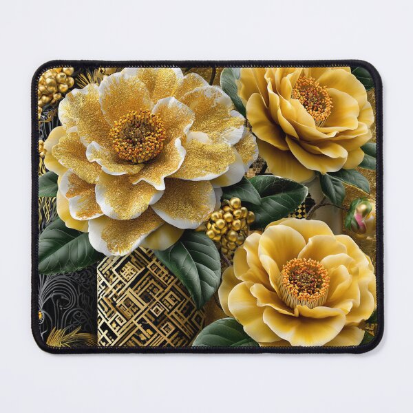Item preview, Golden Camellia Noir – Klimt-Inspired Luxury Floral Art designed and sold by VelvetThornsArt.