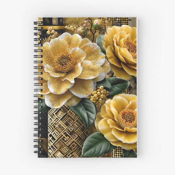 Item preview, Golden Camellia Noir – Klimt-Inspired Luxury Floral Art designed and sold by VelvetThornsArt.